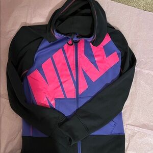 Nike Black and Pink Full-Zip Hoodie